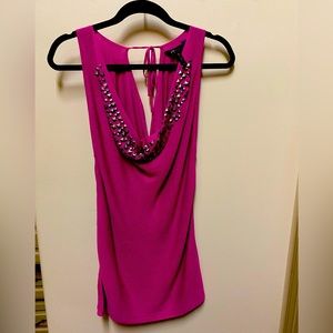 BCBG cowl neck and back beaded top